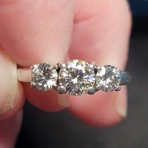 Charles & Colvard 925 S.SILVER Forever Classic 3 stone Moissanite Ring 1.46 tcw.